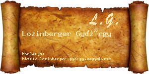 Lozinberger György névjegykártya